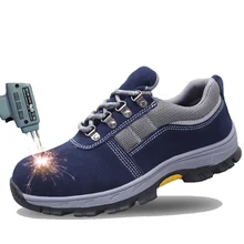 

Plus Size Men's Breathable Outdoor Cow Suede Leather Steel Toe Work Boots Shoes Men Anti-slip Puncture Proof Safety Shoes