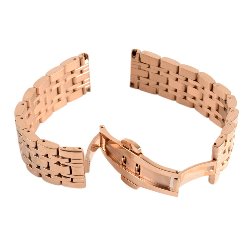 Stainless Steel Buckle Straight End Watch Band Strap Replacement Bracelet New Sliver Gold 18 20 22mm Womens Men Relojes Hombre