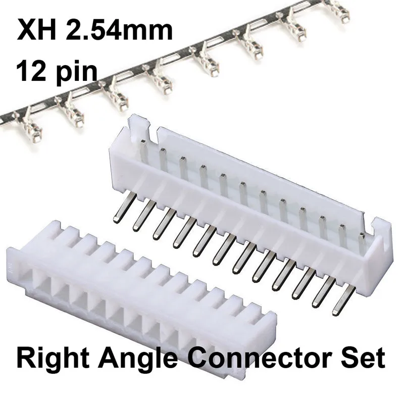 

10 sets XH 2.54mm 12 pin Connector Plug ( Male, Right Angle Female , Crimps )