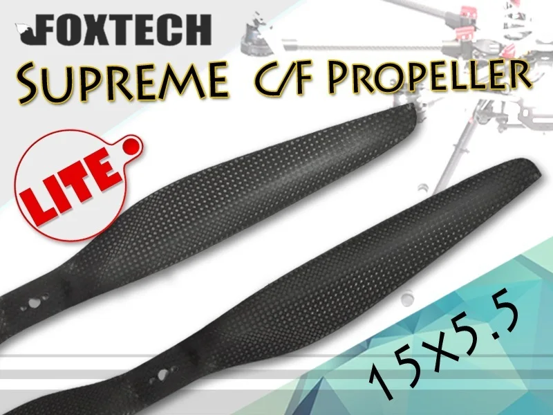 

2 Pairs 1555 Foxtech Supreme Lite C/F Carbonfiber CW/CCW Propeller (15x5.5) for QuadCoptor Multicopter FPV