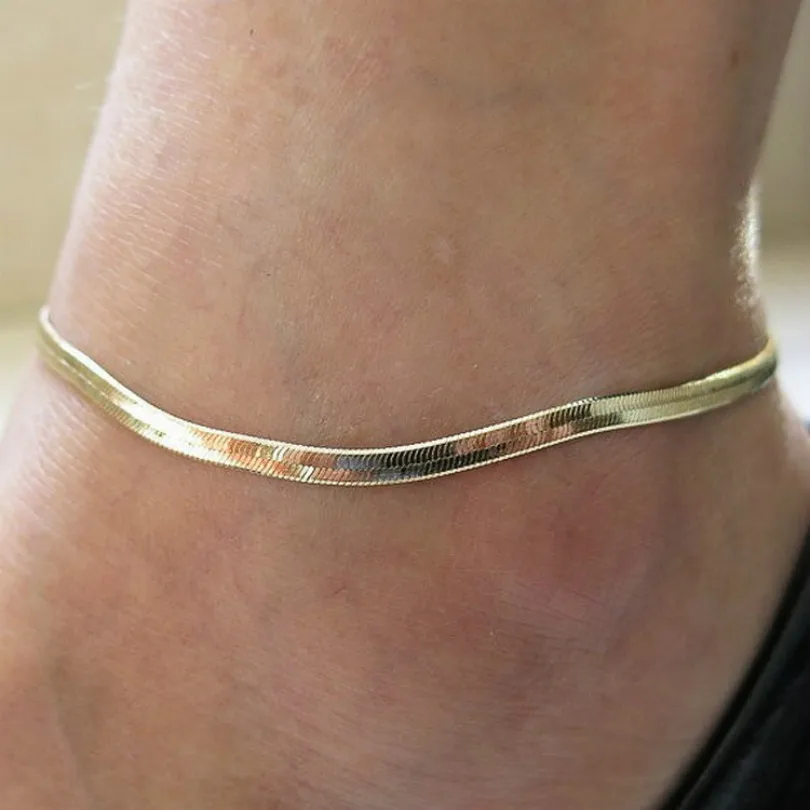 

Fine Fish Scales Anklet Men's Copper Chain Temperament Fashion Ankle Fashion Jewelry Metal Chain Fine Snake Chain Female Anklet