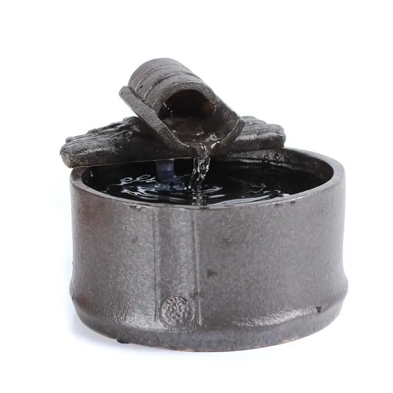

Feng Shui Well Desktop Retro Indoor Water Fountains Ceramics Decorative Crafts Water Fountain Home Office Teahouse Figurines