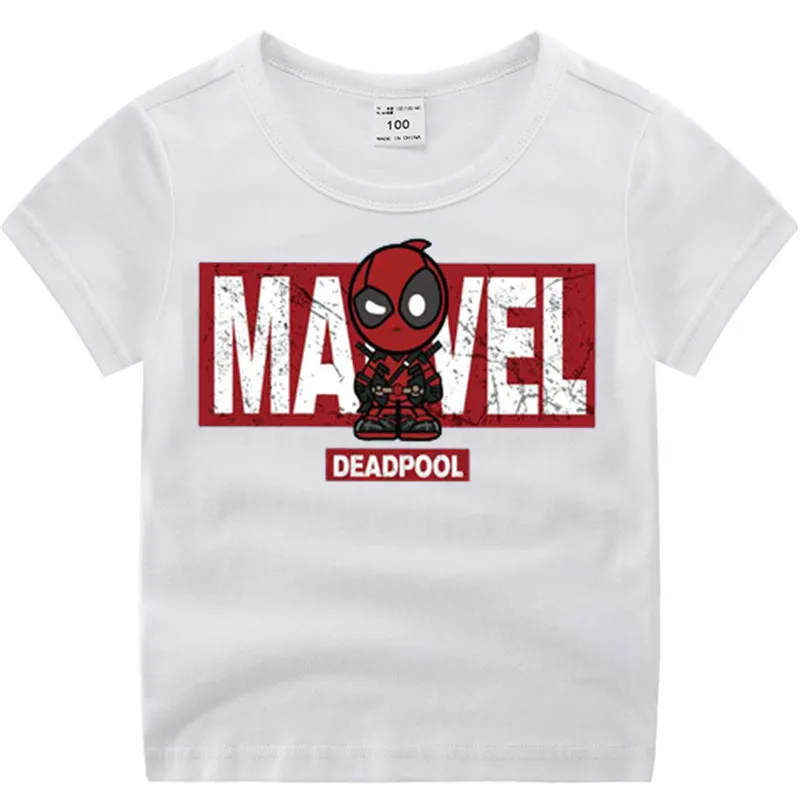 Детские футболки с героями мультфильма «MARVEL», «дэдпо и енот-Ракета» Мягкие Спортивные футболки с короткими рукавами для маленьких мальчиков и девочек, брендовая одежда для малышей - Цвет: T98A-white