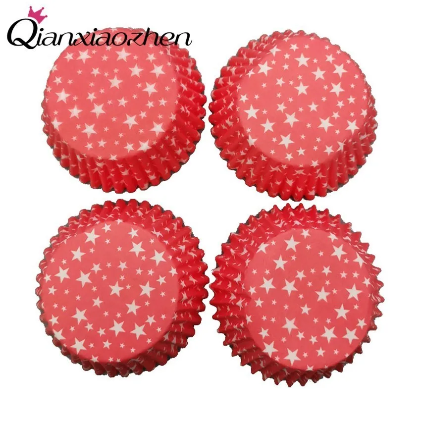 Qianxiaozhen 100pcs Star Paper Cupcake Cups Cake Baking Cup Bakeware Wrapper Wedding Party Supplies | Дом и сад