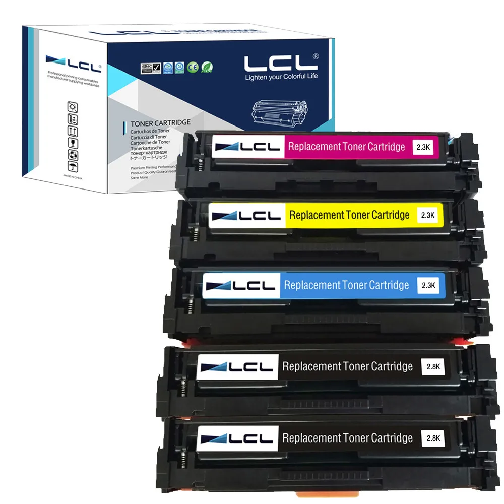 LCL 201A 201X CF400A CF400X CF401X CF402X CF403X (5-Pack)Toner Cartridge Compatible for HP Color LaserJet Pro M252dw/M277n/M252n |