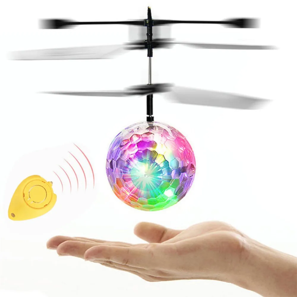 5pcs/lot Luminous Ball RC Kid's Flying Ball Anti-stress Drone Helicopter Infrared Induction Aircraft Remote Control Toys Gifts - Цвет: With Control