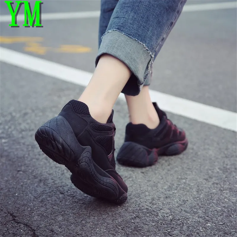 

Women's Vulcanize Shoes breathe Air Mesh lady Casual Retro Platform Sneaker Thick Soled Flats Cross-tied Lace Up Soft Chaussure