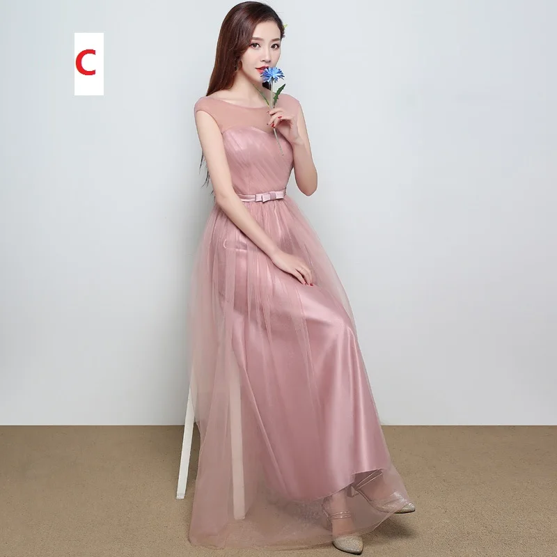 Платье подружки невесты женское банкетное длинное платье для сестры одностороннее корейское свадебное розовое тонкое платье подружки невесты свадебное платье для гостей