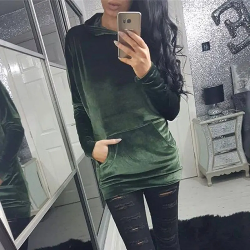 2017 Women Velvet Sweatshirts Pullovers Autumn Winter