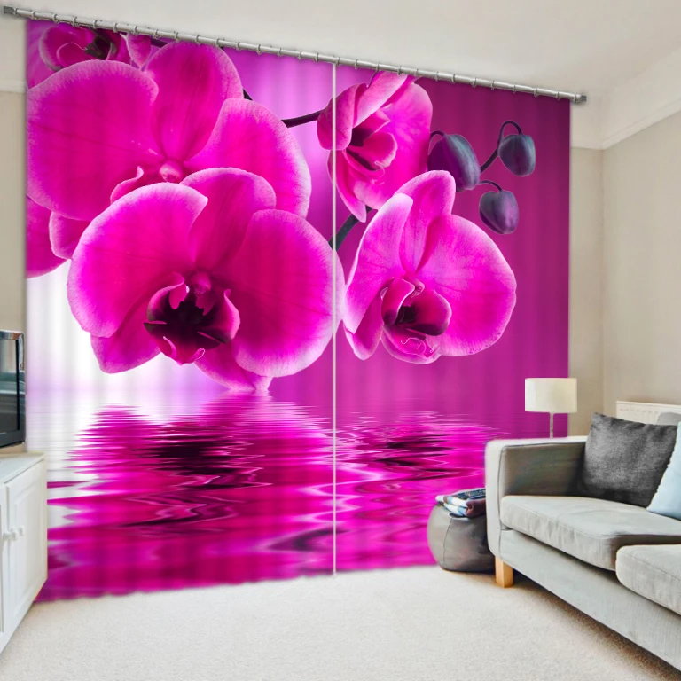 

Beautiful flowers digital photo 3d emulation print shade fabric curtains finished