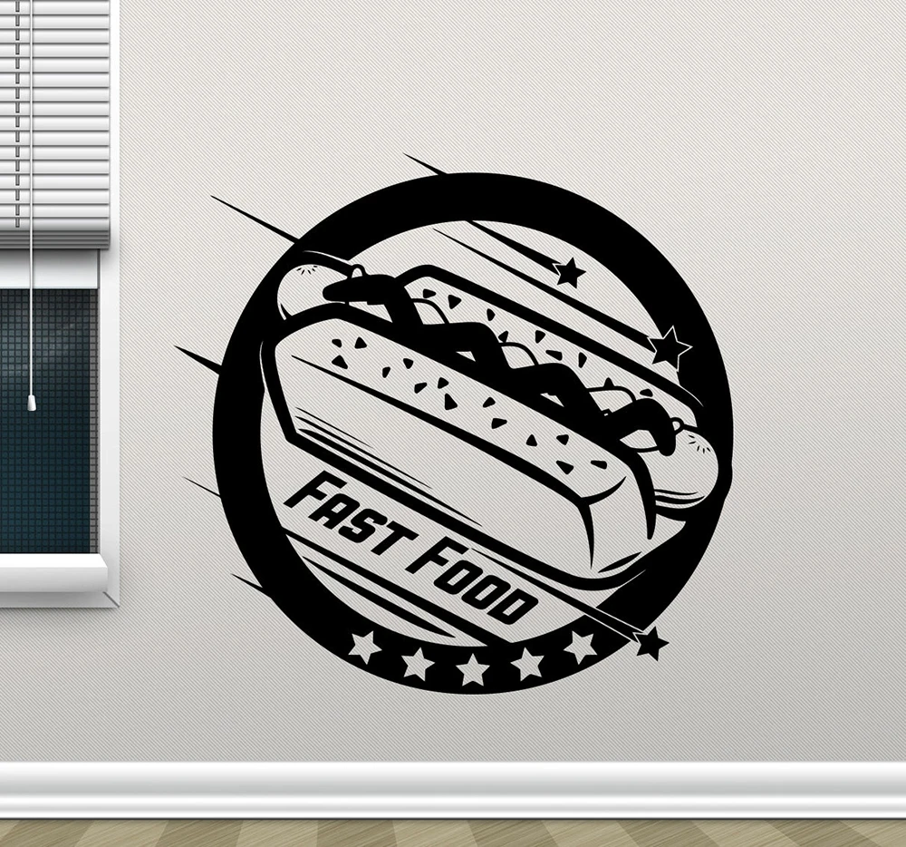 Fast Food Wall Decal Cafe Hot Dog Shop Wall Window Decor Vinyl Sticker Removable Modern Poster Wallpaper D623