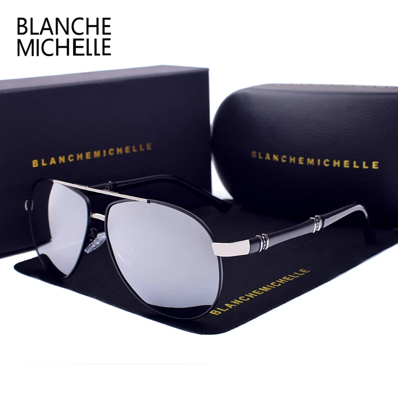 Blanche Michelle 2019 Pilot Sunglasses Men polarized UV400 Sun Glasses Men's Driving oculos Alloy Male gafas de sol With Box