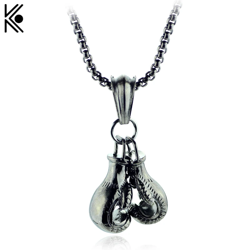 Fashion Men Stainless Steel Necklace Boxing Gloves Pendant Necklace