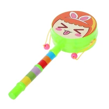 Детский мультяшный музыкальный инструмент, колокольчик, погремушка, барабан, вращение, Забавная детская игрушка