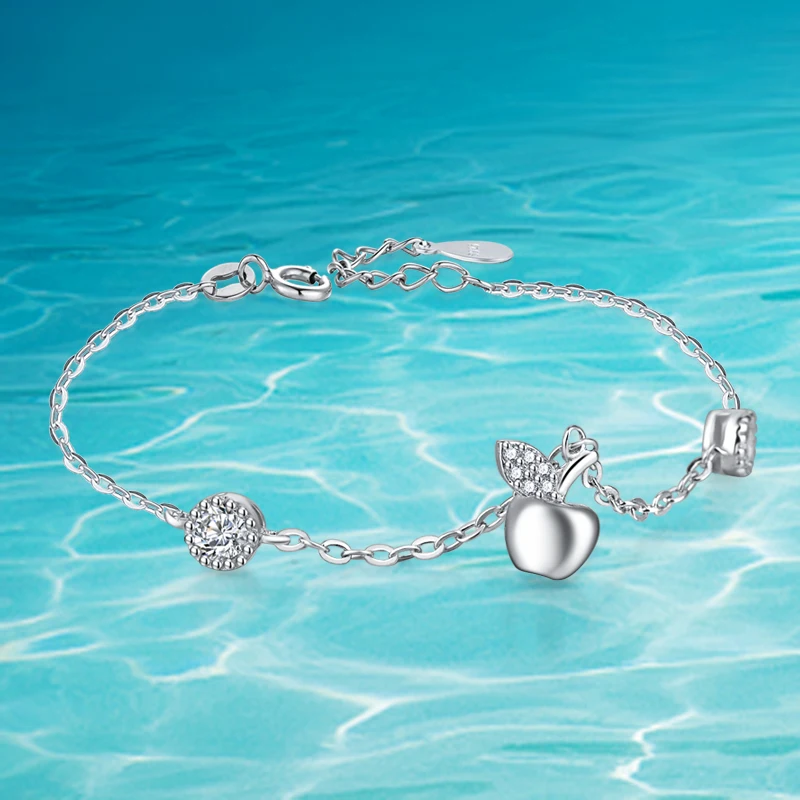Apples Infinity Love 925 Sterling Silver Charm Bracelets Handmade