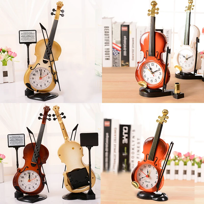 

Modern Creative Violin Quartz Analog Alarm Clock Desk Decoration Great Gifts for Kids or Music Lovers Christmas Gift