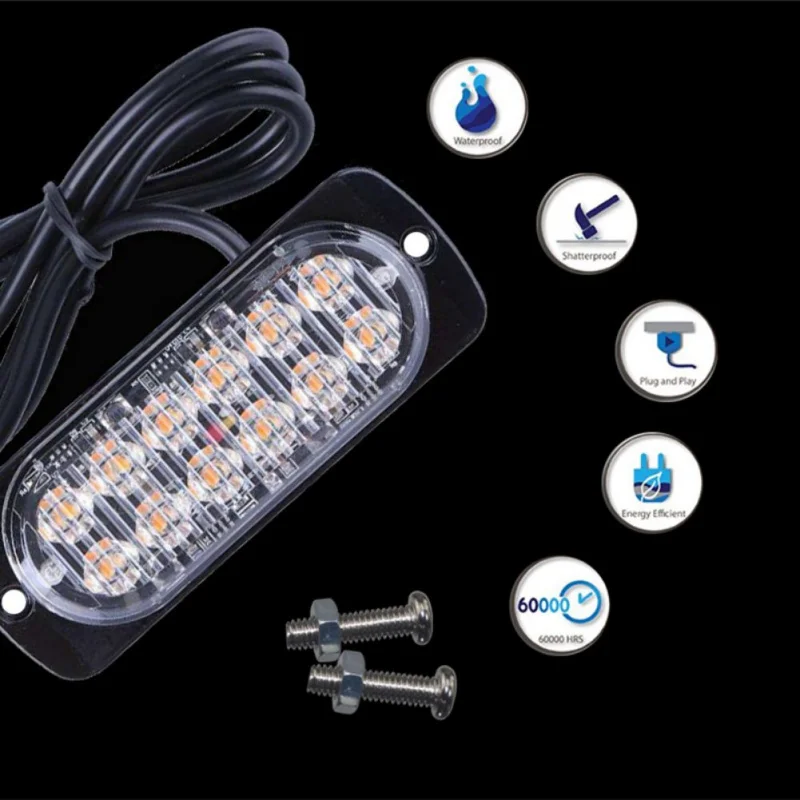 

12 LEDs Flashing Modes Car Truck Emergency Flasher Dash Strobe Warning Light Day Running Flash Led Police Lights
