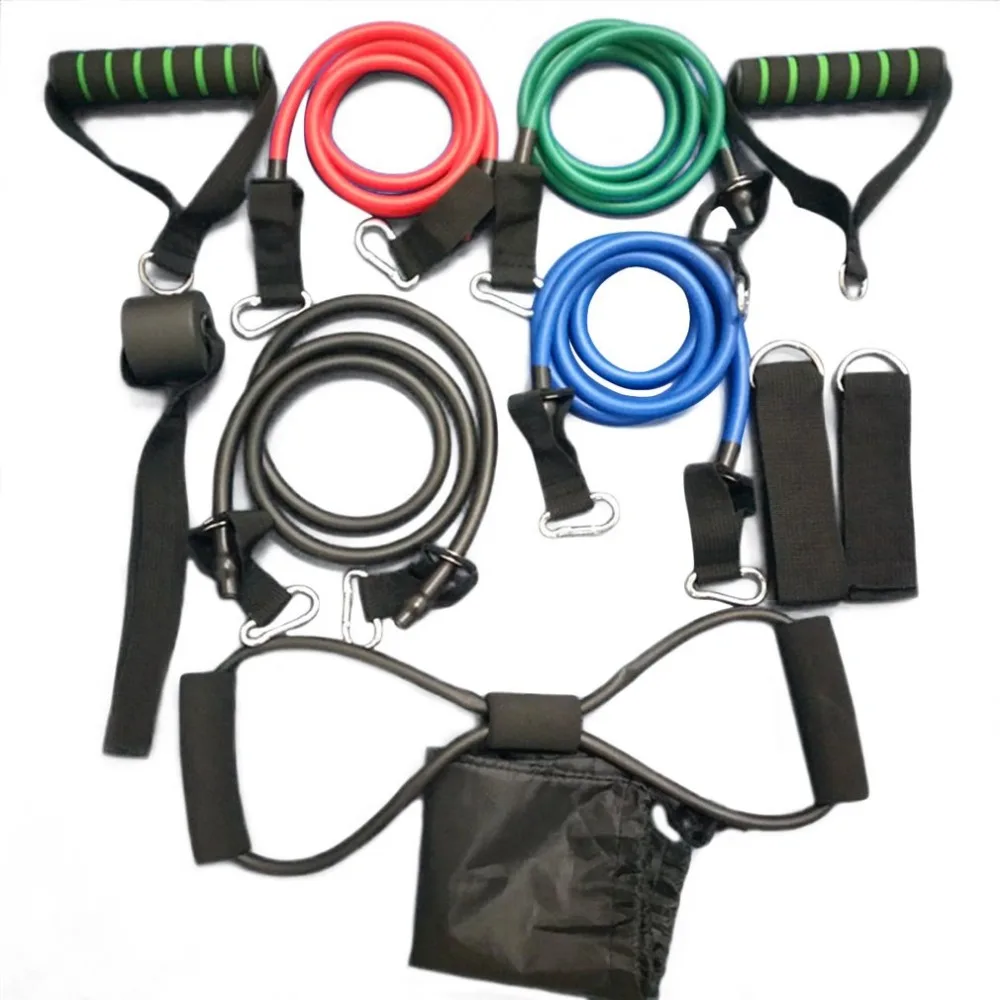 Goede OUTAD 11 stks set Rally Pull Touw Spier Training Resistance Bands Draagbare Multifunctionele Borst Expander Puller Oefening Buizen