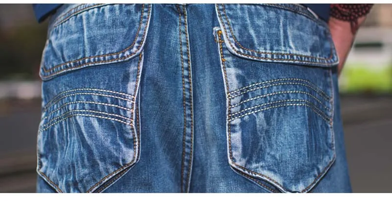 Mcikkny Summer Men's Cargo Denim Shorts Multi pockets Hip Hop Loose Jeans Shorts For Male Washed  (2)
