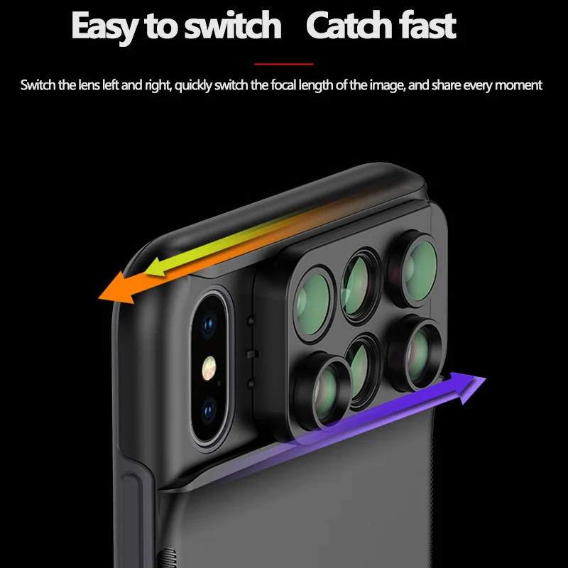 

phone lens For iPhone XS Max Dual Camera Lens 6 in 1 Fisheye Wide Angle Macro Lens For iPhone XS XR Xs Max Telescope Zoom Lenses