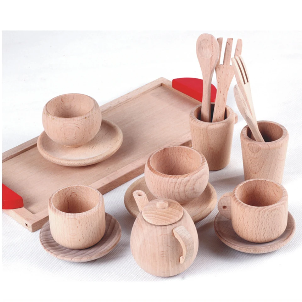 wooden tea time set