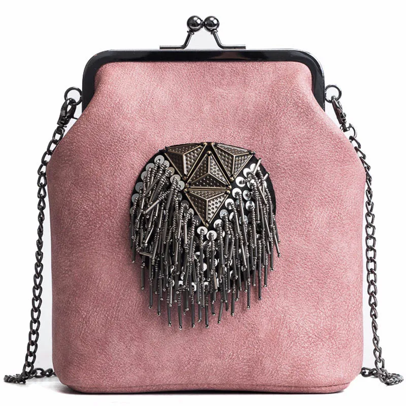 TTOU сумки-мессенджеры для женщин из искусственной кожи с кисточками модные сумки Новое поступление INS стильные сумки через плечо с цепочками - Цвет: Pink