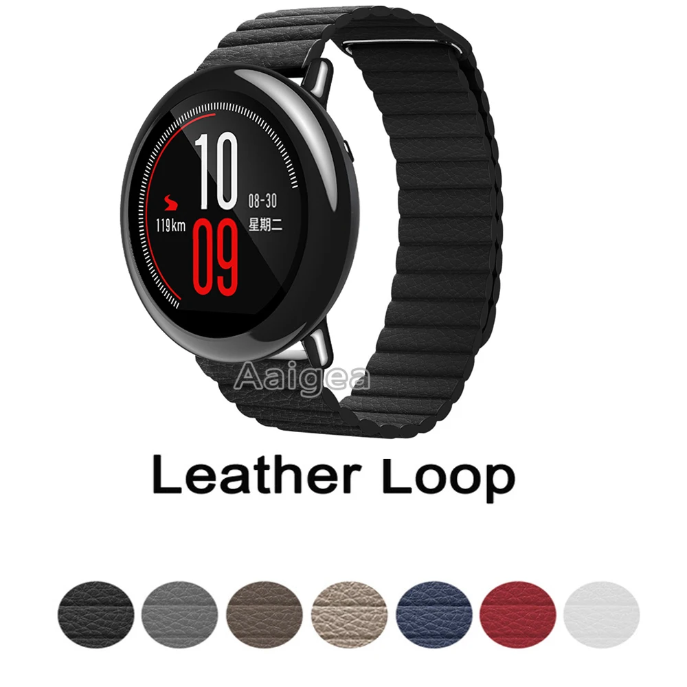 Ремешок из натуральной кожи на магнитной застежке для смарт часов Xiaomi Huami Amazfit Pace