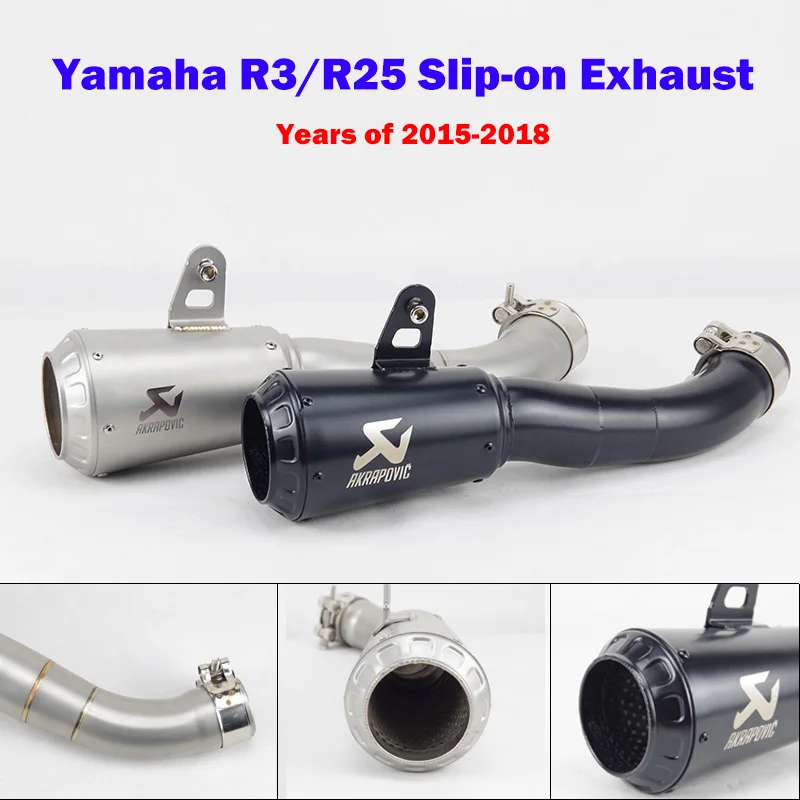 

R3 R25 MT03 Slip-on motorcycle exhaust muffler Akrapovic yoshimura exhaust with laser for Yamaha r3 r25 MT03 2015 2016 2017 2018
