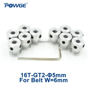 

POWGE 16 teeth 2GT Timing Pulley Bore 5mm for Rubber 2M GT2 Open belt width 6mm small backlash used linear drive 16Teeth 10pcs