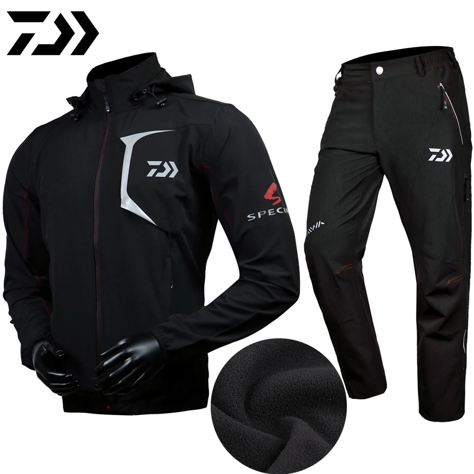 DAIWA Winter Fishing Clothes Pants Coat Keep Warm Fishing Suit Hooded Sunscreen Jacket Parka Waterproof Breathable Man Clothing DAIWA Winter Fishing Clothes Pants Coat Keep Warm Fishing Suit Hooded Sunscreen Jacket Parka Waterproof Breathable Man Clothing