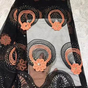 

Latest High Quality Beaded African Lace Fabric Embroidered French Lace Fabric Guipure Applique Nigerian Lace Fabrics(WDLY-4-19