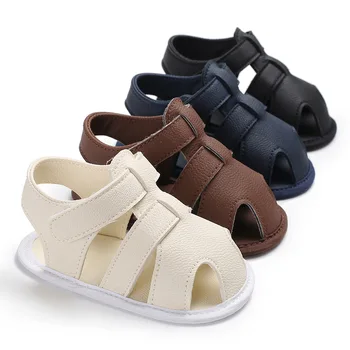 

ideacherry Summer Baby Shoes Newborn Boys PU Leather First Walkers Babies Shoes for 0-18M Toddler Infants Soft Breathable Shoes
