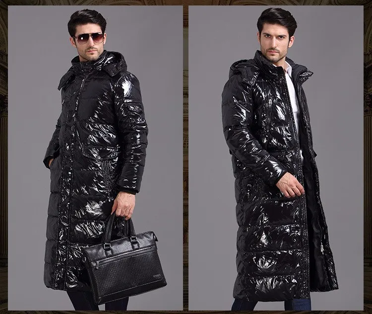 Роскошные дизайнеры сделали 90% белый утиный пух X-Long Повседневный пуховик зимние мужские куртки теплые толстые пуховики пальто для мужчин