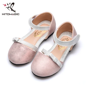

HITOMAGIC Girls Leather Shoes Children Kids Shoes Summer Sandals 2018 White Princess Bow Toddler Girls Spring Footwear Wedding