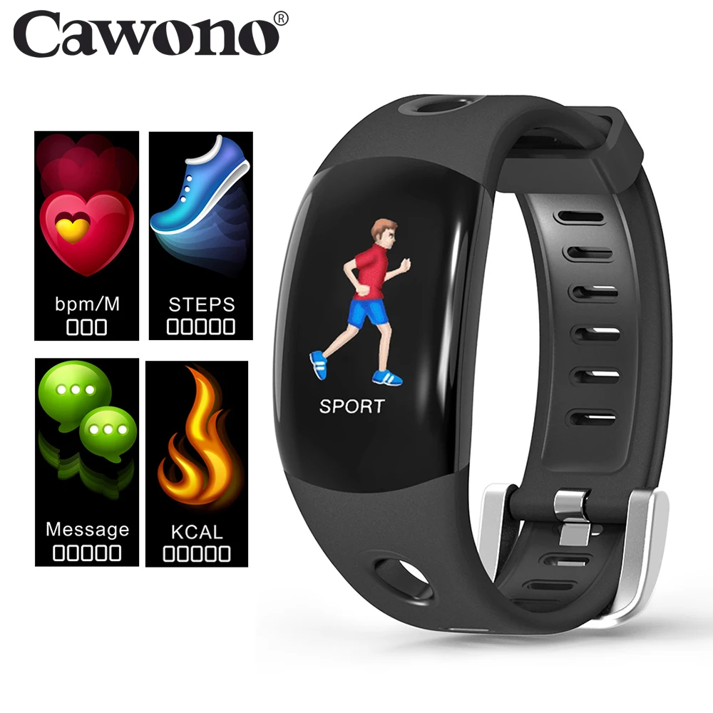 Cawono CW11 смарт фитнес браслет Цвет ЖК-дисплей Smart Bluetooth шагомер браслет монитор сердечного мужские ритма Фитнес Спорт Для мужчин фитнес