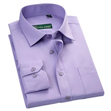 Большие размеры XXXL твил сплошной цвет формальные мужские деловые рубашки Фиолетовый Синий Белый цвет с длинным рукавом Брендовые мужские рабочие рубашки
