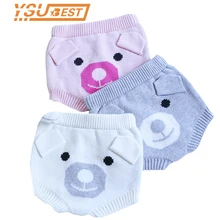 Новые осенние шорты с высокой талией детские шорты детские трикотажные шерстяные шорты с рисунком медведя для малышей, милые детские штаны детские шорты