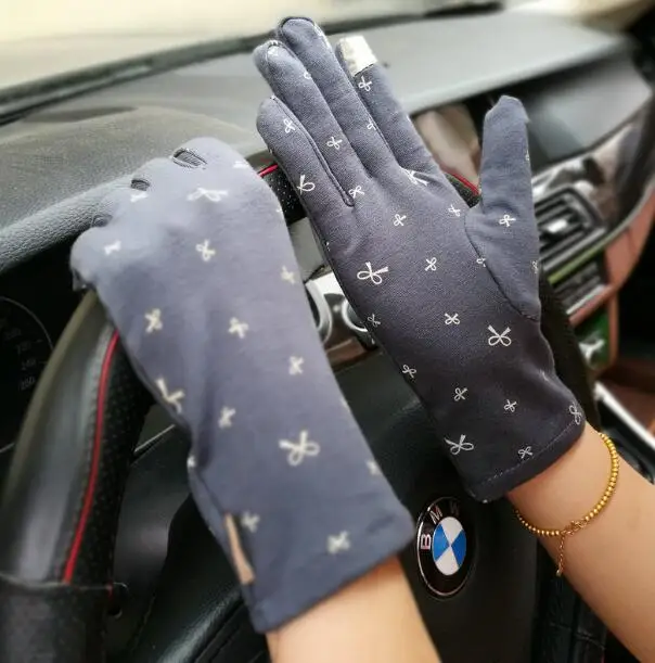 

Women's autumn winter print touchscreen gloves female winter fleece lining driving gloves mitten R874