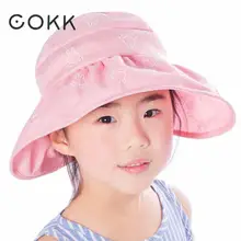 COKK Детская летняя Шапки для девочек, детские футболки с принтом в виде героев мультфильмов, с рисунком кролика с широкими полями шляпа от солнца Портативный складной козырек от солнца Спорт на открытом воздухе солнцезащитный крем