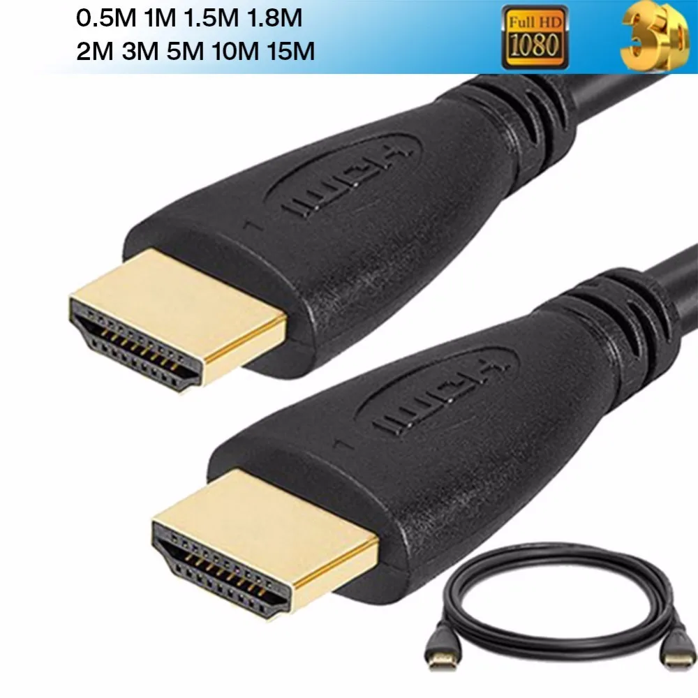 HDMI Cable Video Cables Gold Plated 1.4V 1080P 3D Cable for HDTV Splitter Switcher 0.5m 1m 1.5m 1.8m 2m 3m 5m 10m 15m HDMI Cable Video Cables Gold Plated 1.4V 1080P 3D Cable for HDTV Splitter Switcher 0.5m 1m 1.5m 1.8m 2m 3m 5m 10m 15m