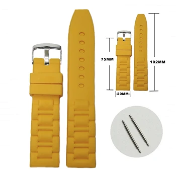 

20mm Fancy soil Yellow Silicone Jelly Rubber Unisex Watch Band Straps WB1059L20JB Spring Bar and spring bar removal tool include