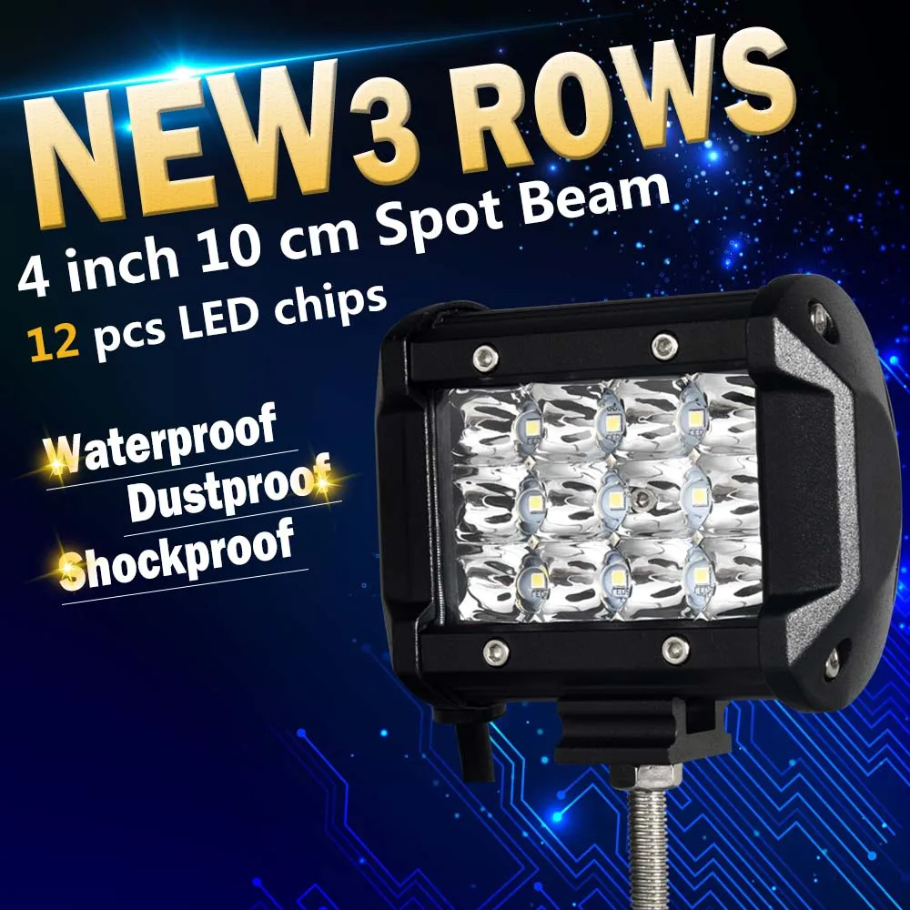 Real Power 2PCS 4 Inch 3 Row Led Work light Led Light Bar for Off Road