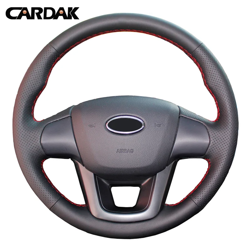 CARDAK Car accessories Artificial Leather Hand-stitched Car Steering Wheel Covers For KIA RIO 2011 2012 2013