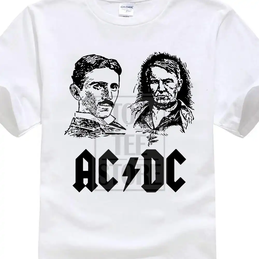 Detail Feedback Questions About 2018 Mens T Shirts Fashion Cotton 2018 Mens T Shirts Fashion Cotton Acdc Shirt Nikola Tesla Thomas Edison Funny