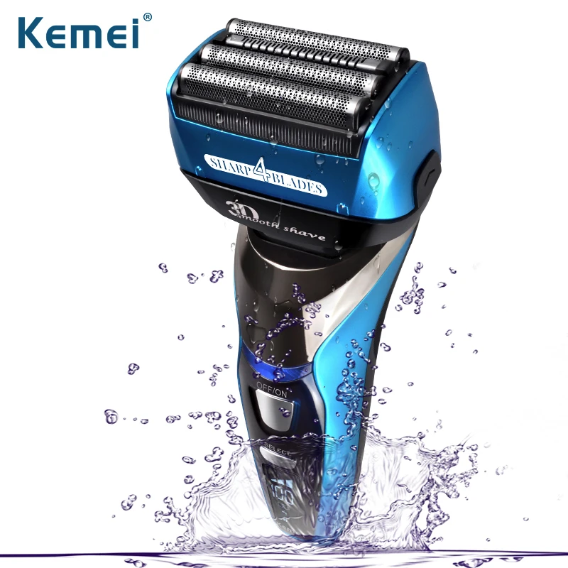 

Kemei8150 4-Blade Cutting System LCD Display Electric Shaver Razor 1.5 Hour Quick Charge Electric Shaver 100-240v Fully Washable