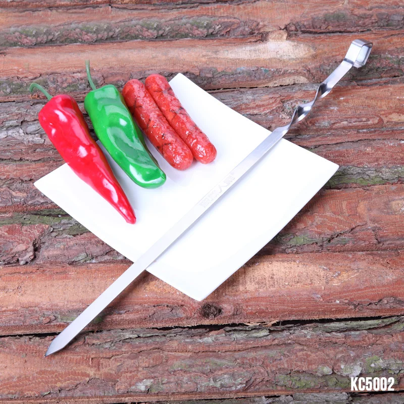 Hot Bbq Barbecue Skewer Roasting Fork 6pcs/lot 17.7'' /45cm Stainless