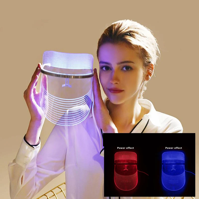 Red & Blue Light LED Facial Mask USB Phototherapy Skin Tightening Rejuvenate Shrink Pores Face lift Whitening Anti Wrinkle Spa  (1)