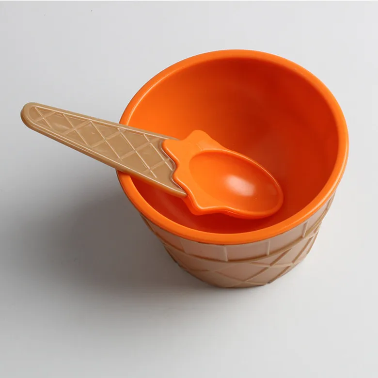 1Set Ice Cream Bowl Spoon Clear/Fluffy Slime Box Popular Kids Food Play Toys For Children Charms Clay DIY Kit Accessories - Цвет: Orange 1 Set