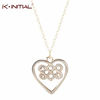 1Pcs New Celtic Heart Necklace Chain Knot Pendant Collar Chokers Statement Necklaces Handmade Irish Knot Fashion Gift Jewelry