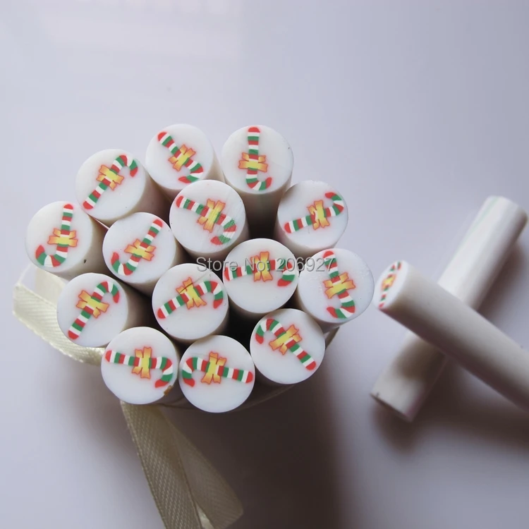 

2pcs N-25 10mm Cute Big Christmas Cane Fancy Nail Art Polymer Clay Cane Nail Art Decoration